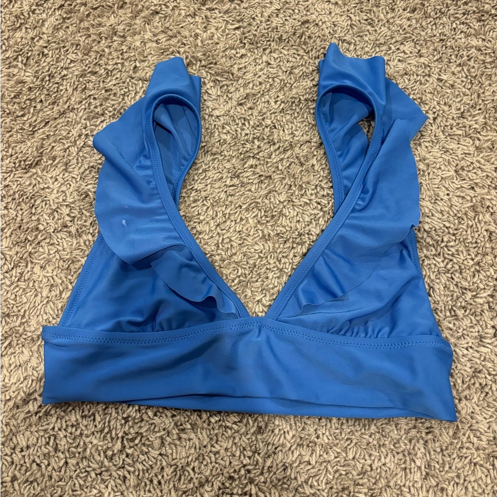 Aerie blue ruffle swimsuit top